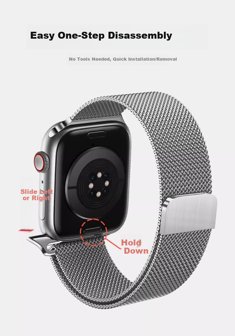 BIAZE Apple Watch Band Compatible with Apple iWatch Ultra2/S9/8/SE/7 Milanese Magnetic Clasp Strap 38/40/41/42mm - BD3 Black 5