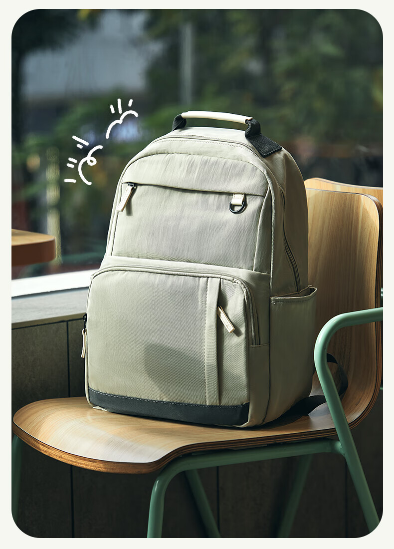 Landcase Laptop Backpack, Large Capacity Shoulder Bag for Women, Short Trip Travel Bag, Business Trip Luggage Bag, Schoolbag for Men, 2577 Light Gree 2