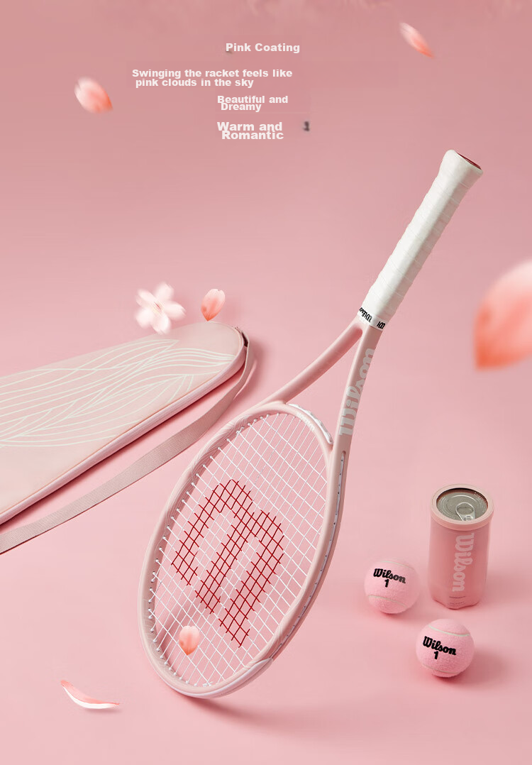Wilson All-Carbon Integrated Cherry Blossom Pink Advanced Tennis Racket with Large Face And Shock Absorption (Racket And Grip Not Included) 2