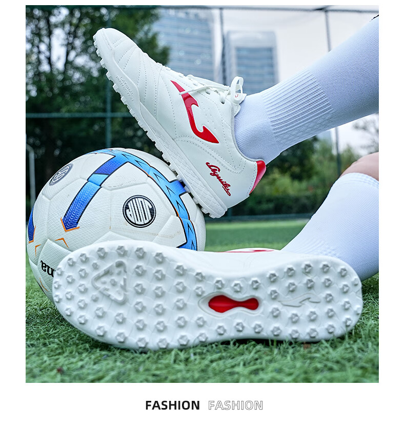 JOMA Kangaroo Leather Soccer Shoes for Men TF Turf Cleats Adult Youth Professional Competition Football Training Shoes White And Red Size 40.5 9