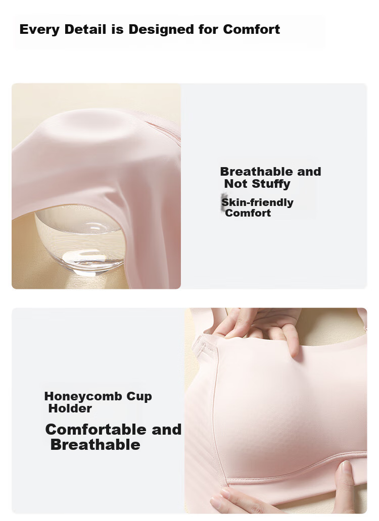 GRACEWELL Seamless Bare-Feel Full Coverage Bra for Large Breasts, Minimizing Effect, Honeycomb Breathable Thin Lift-Up Anti-Sagging Plus Size Brassiere 14