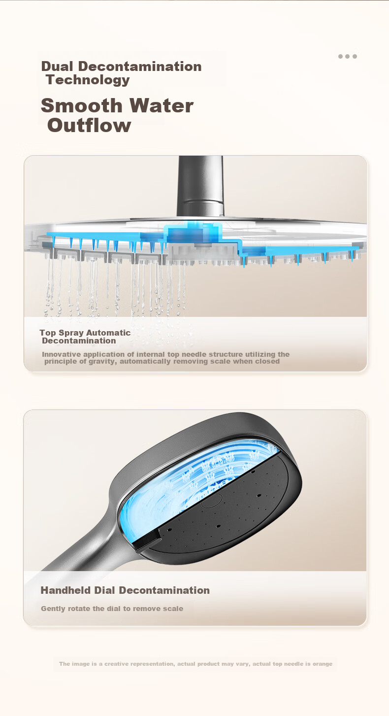 HEGII Shower Set S3, Descaling Self-Cleaning Top Spray Head, Large Storage Shelf, Bathroom Bathing, HMF936-333 8