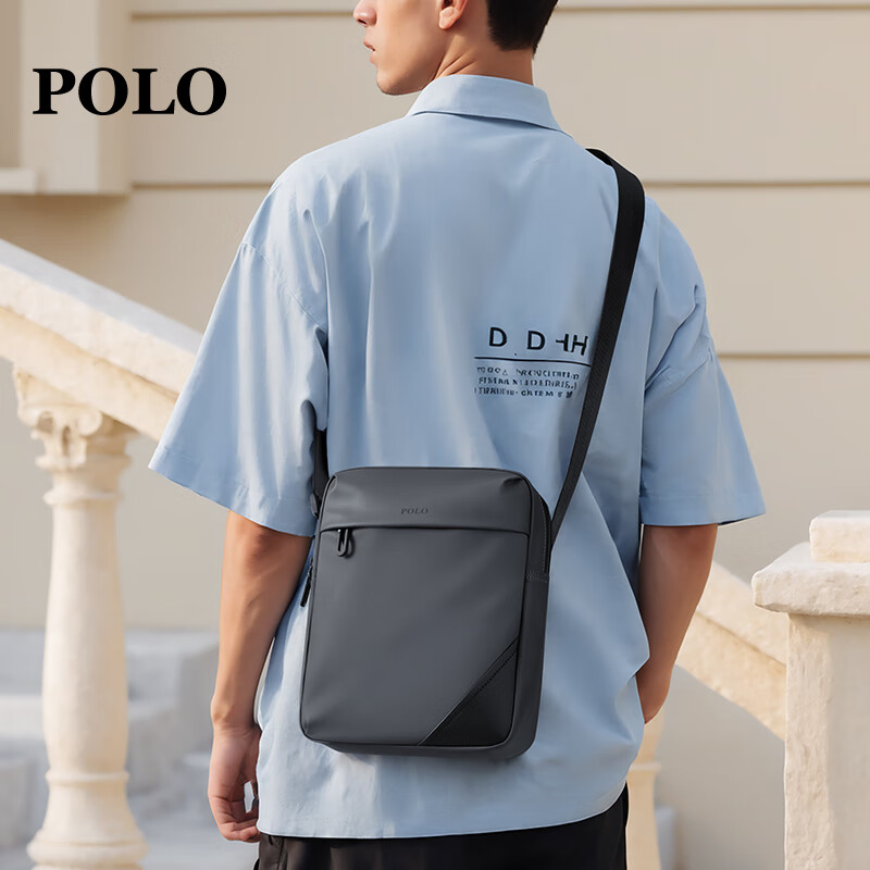 Мужская сумка через плечо POLO, кросс-боди, для iPad, спортивная, вертикальная, повседневная, серая