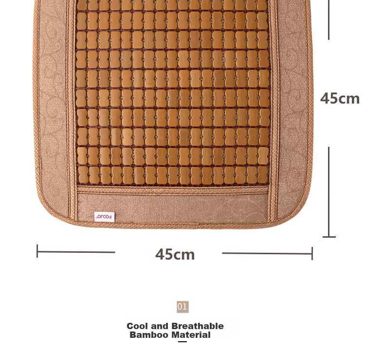FOOJO Bamboo Mat, Mahjong Cooling Pad, Chair Cushion, Summer Cooling Mat, Ventilated Breathable Car Office Seat Pad, 42cm 3