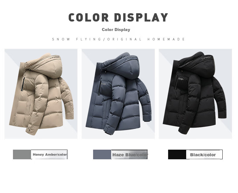 Combo down Jacket for Men with Detachable Hood, Thickened Winter Warm Business Casual Short Duck down Coat, Beeswax Yellow, 2XL 6