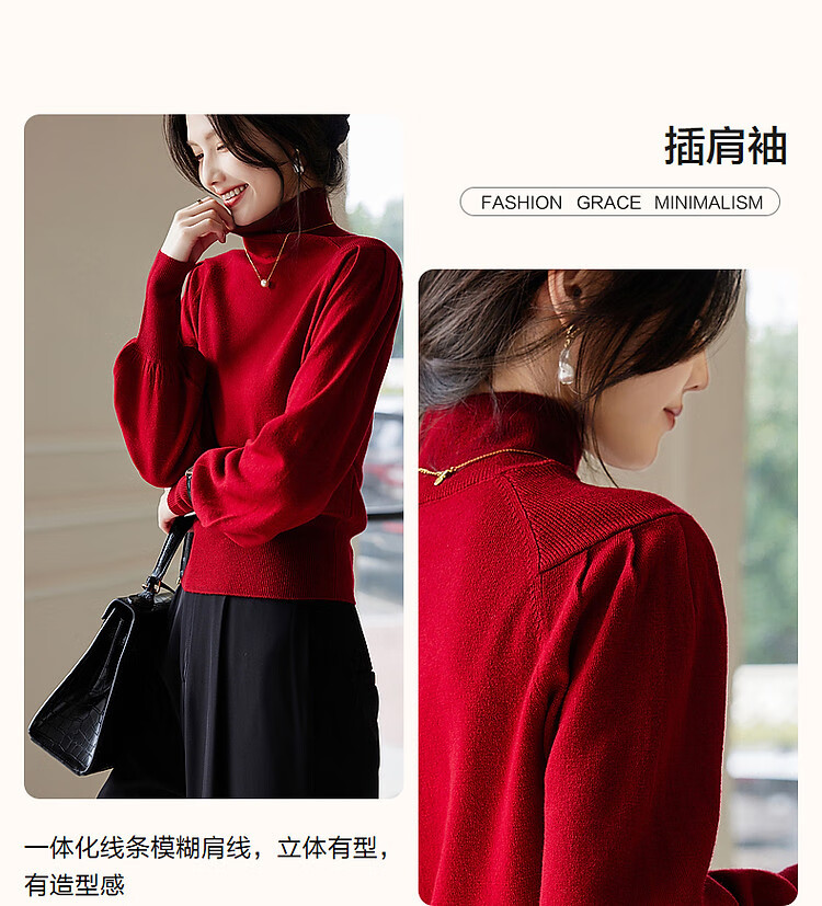 Dme Warm Blessing Winter 100% Wool High Neck Short Wool Sweater Knit Top for Women 3