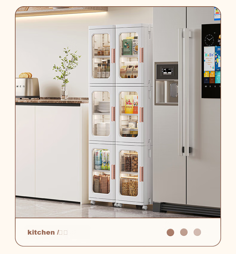 JEKO&JEKO Kitchen Storage Rack, Narrow Cabinet Organizer, Spice Shelf, Multifunctional Trolley, Dish Cabinet, Kitchen Cabinet, 3 Layers 11