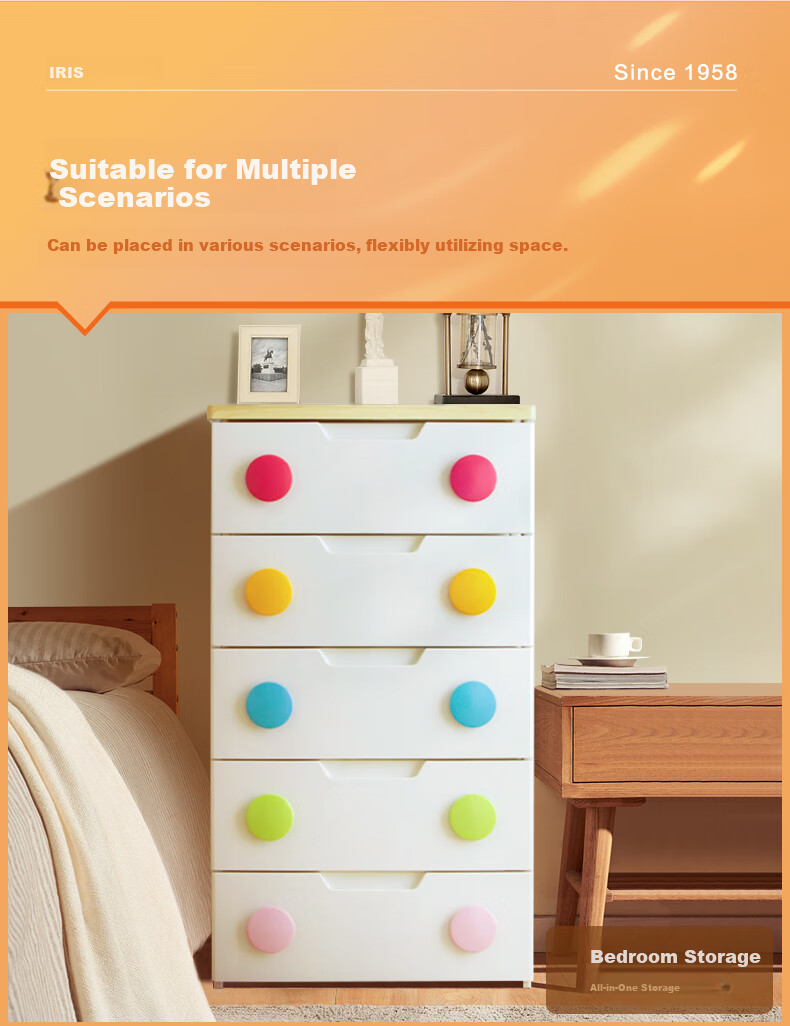 IRIS Storage Cabinet, Simple Wardrobe with Drawers, Eco-Friendly Plastic Thickened Five-Drawer Chest, Storage Box, Alice Cabinet 3