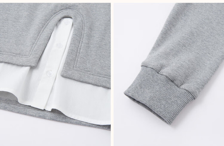 Dme [Smart Relaxation] Spring Low Saturation Pique Air Layer Colorblock Shirt-Style Sweatshirt for Women 8