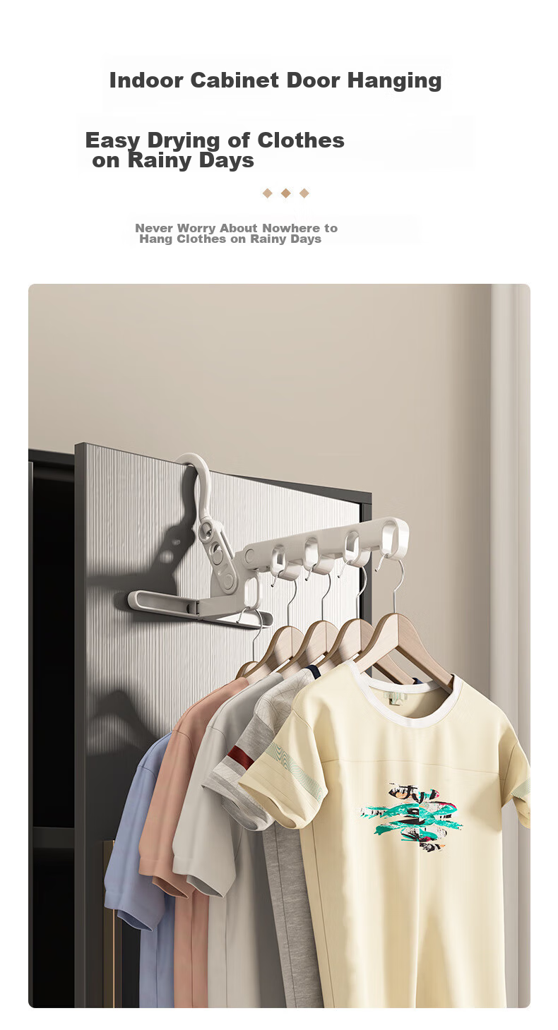 JAJALIN Foldable Travel Hanger, Mini Wall-Mounted Clothes Rack, Suitable for Window Guards, Behind Doors, And Windowsills, Random Color 6