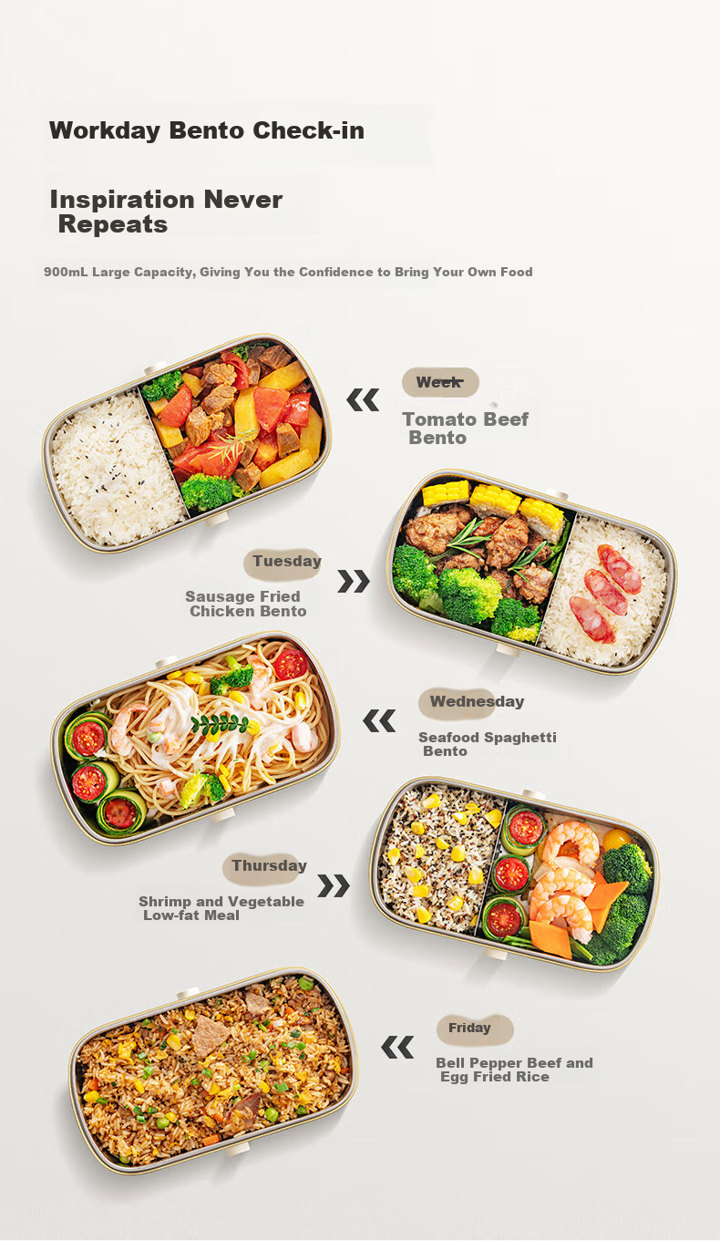 Joyoung Electric Lunch Box Heating Device for Office Workers, Plug-In Food Warmer, 316L Food Grade Material Bento Box F09H-FH100 10