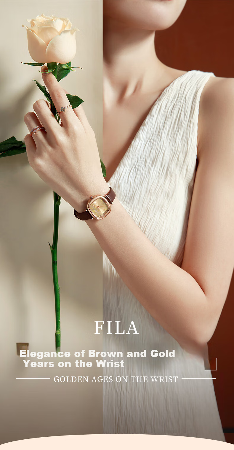 FILA Watch for Women, Retro Light Luxury, College Student Small Square Watch, Birthday Gift, Student Watch 6572-101F 1