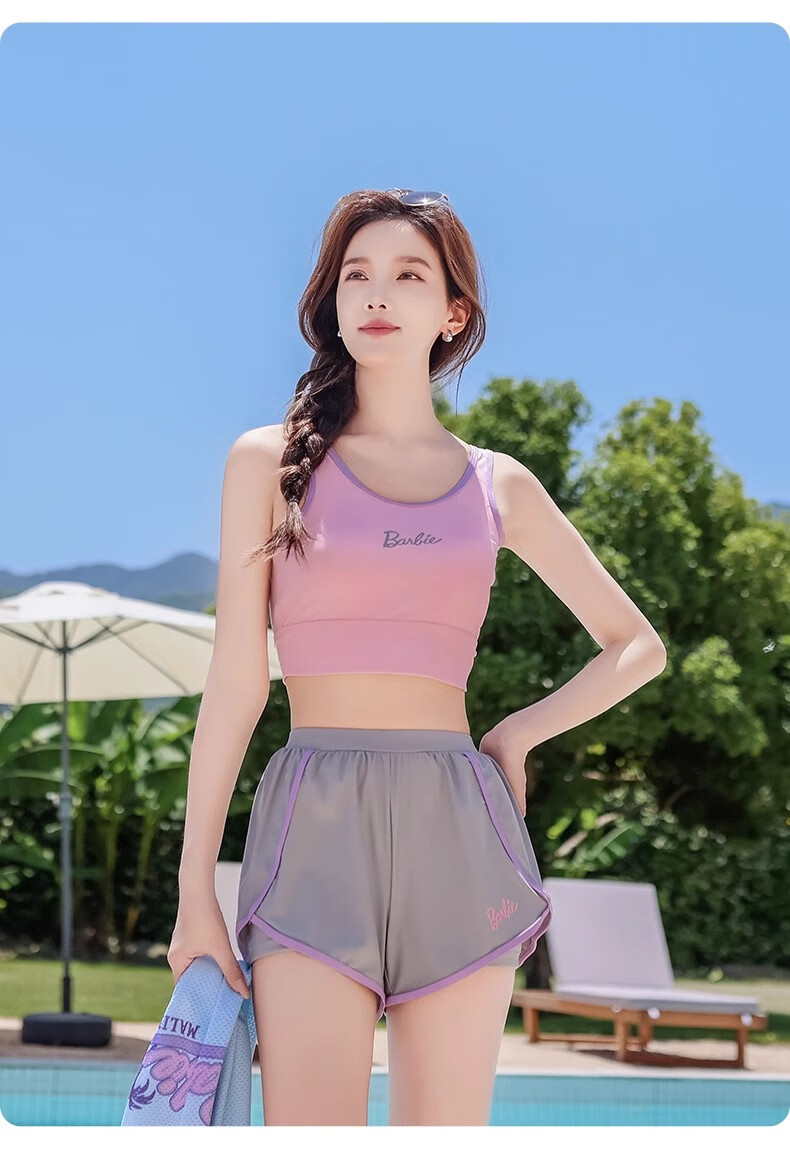 Barbie Conservative Two-Piece Swimsuit Set for Women, Hot Spring And Beach Vacation Swimwear, Plus Size Elegant Slimming Swimwear 13