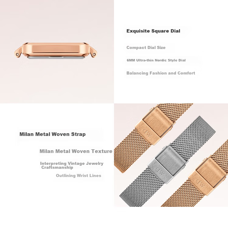 DanielWellington [Xu Yan's Choice] DW Women's Watch, Star Ring Small Square Watch with Steel Strap, Birthday Gift for Girlfriend, DW670 6