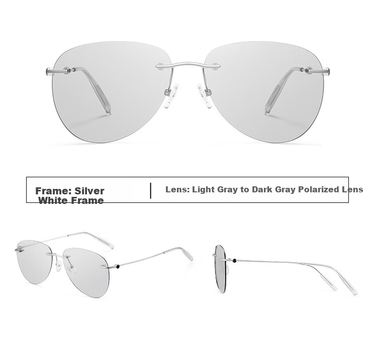 Bertha Polarized Sunglasses for Men, Imported Titanium Material, Specialized for Driving, Photochromic, Frameless, Ultra-Light, for Driving And Fishing 31