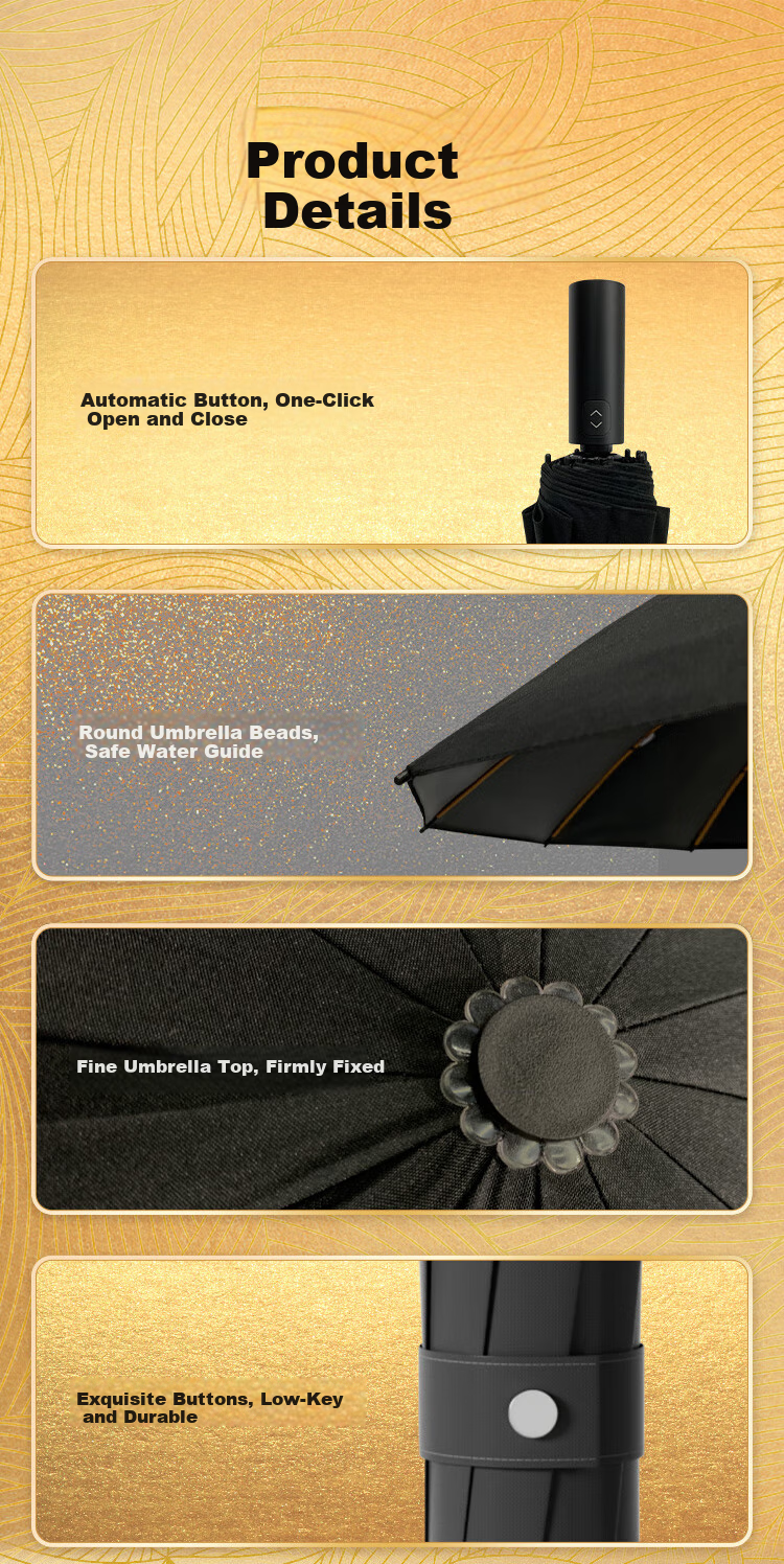 Tianwei Umbrella, Fully Automatic Windproof, Enlarged And Reinforced, No Folding Required, Easy to Open in One Second, Flat And Even [Black Technology - Truly Foldable Umbrella] 7