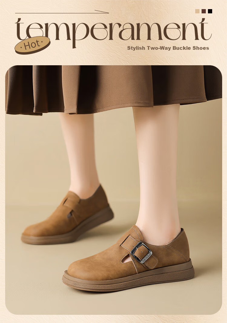 ZHR Women's Single Shoes, Versatile And Simple Soft-Soled Birkenstock-Style Shoes, Comfortable Buckle Women's Shoes, JF20, Apricot Color, Size 38 1