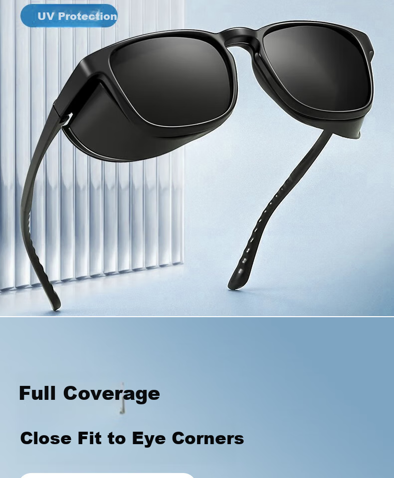 Cuntiandaofu Safety Glasses, Shower Room Mirror, Anti-Pollen And Dust Protection, Cataract Surgery Postoperative Specialized Glasses, Black Frame with Polarized Gray Lenses 5