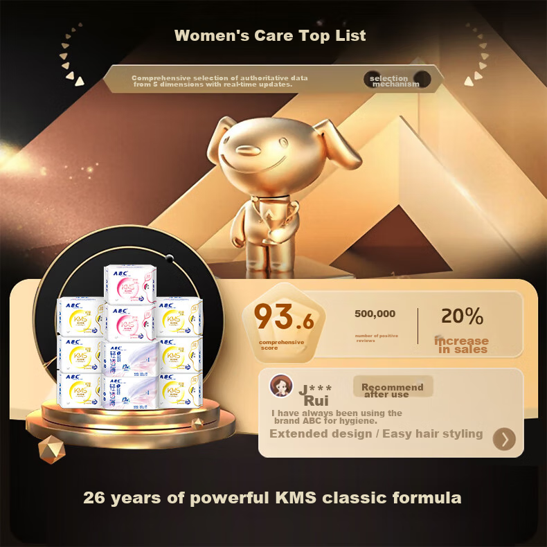 ABC KMS Thin Healthy Formula Ultra-Thin Breathable Day And Night Sanitary Napkin Set Sold by JD 8 Packs 63 Pieces 1