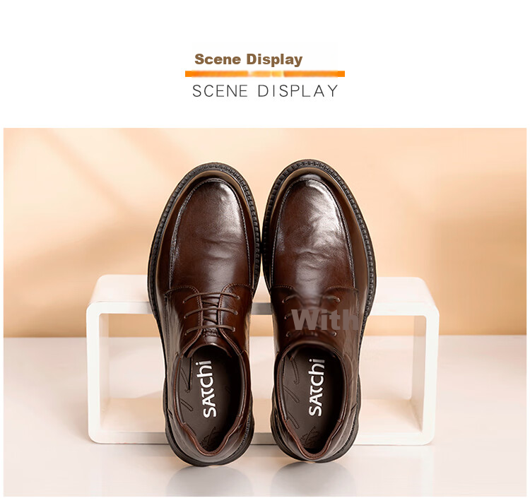 SATCHI Men's Shoes, Popcorn Thick-Soled Men's Leather Shoes, Business Casual Shoes, Leather Shoes for Men, 962462176Z, Black, Size 43 4