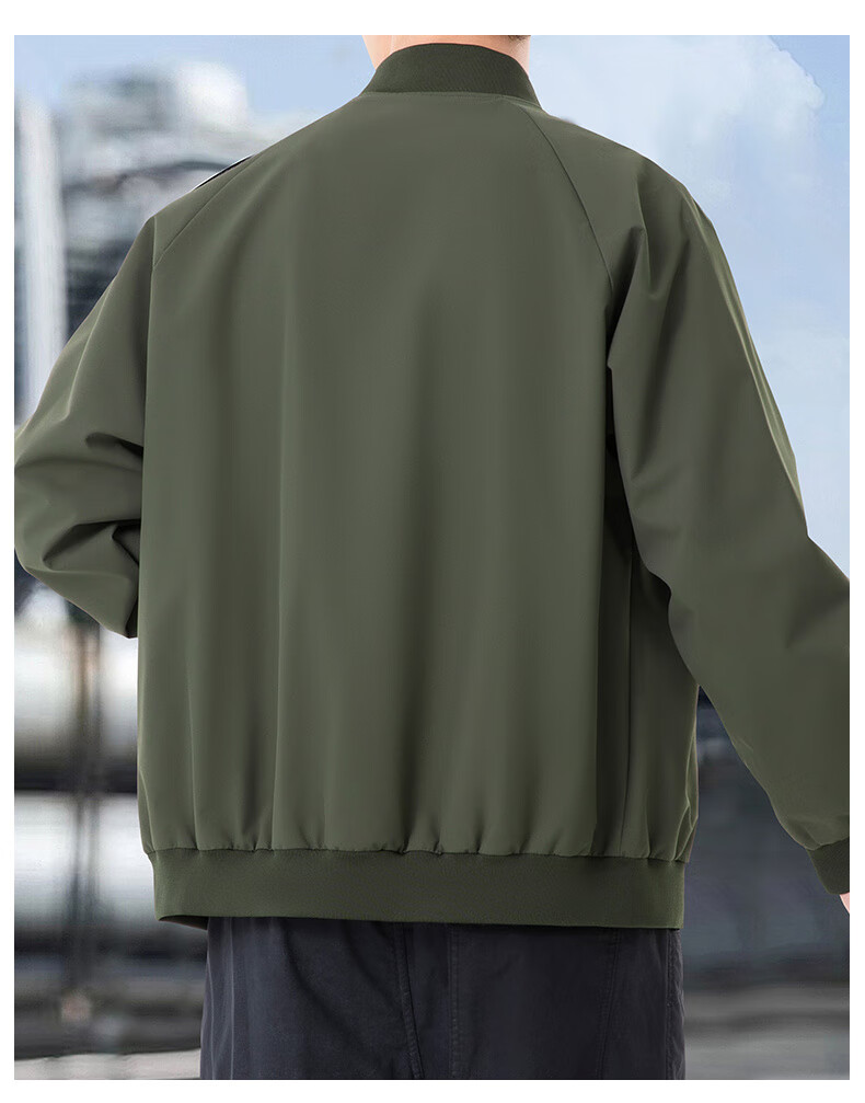 MiiOW Men's Jacket Spring And Autumn Outerwear Trendy Baseball Collar Fashion Casual Outdoor Loose Menswear Army Green 3XL 7