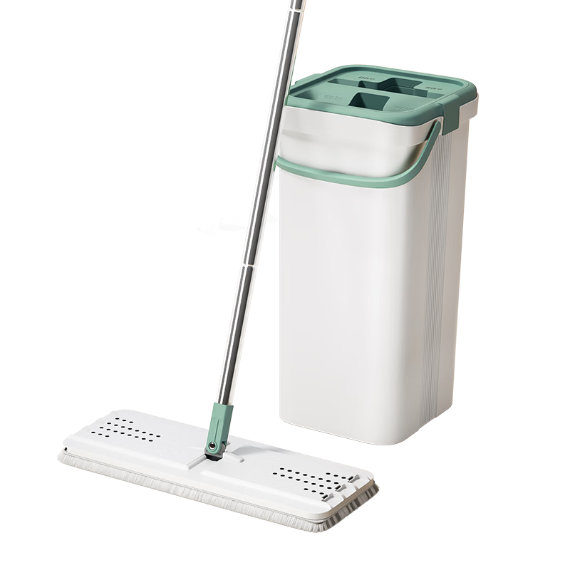 MARYYA Flat Mop with Bucket, 33cm Household All-In No-Hand Mop, Absorbent Floor Cleaning Tool, 2026 Model, Includes 2 Mop Pads