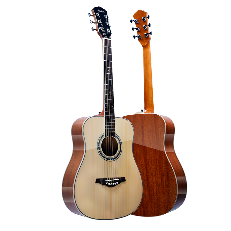 Kapok Acoustic Spruce Guitar, 38 Inches, LG-68, 3/4 Size, Beginner's Practice Guitar, Wooden Instrument for Children And Adults