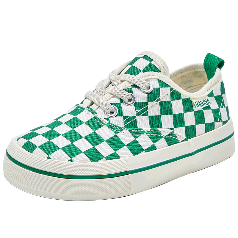 Babaya Children's Canvas Shoes, New Casual Girls' Sneakers, Big Kids' Parent-Child Shoes, Spring Boys' Versatile Skateboard Shoes, Green, Size 32