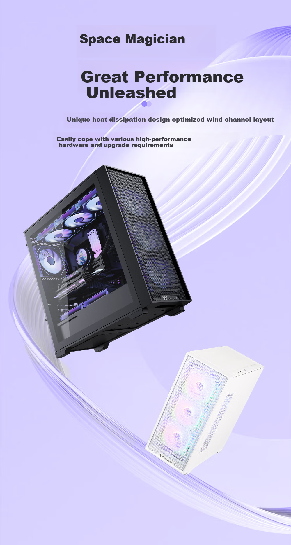 Thermaltake (Tt) Steel Shadow Wind S Black Case Water-Cooled Computer Tower (Supports EATX/Tempered Glass Side Panel/Supports 360mm Water Cooling/High Compatibility/4090 Graphics Card) 3