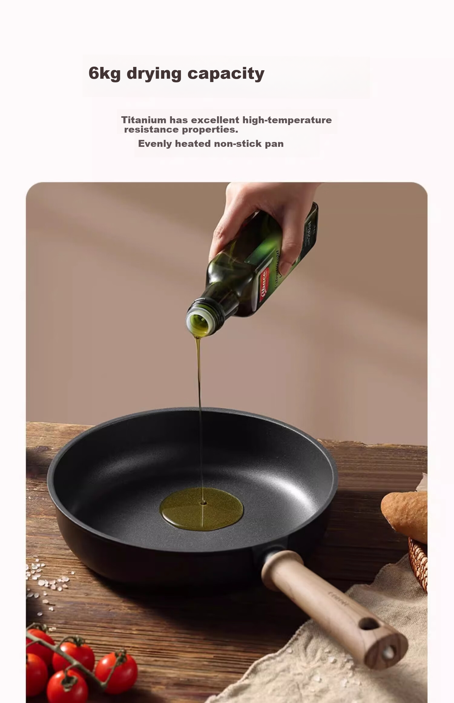 CaROTE Non-Stick Frying Pan, Small Skillet for Home Use, Suitable for Pancakes, Eggs, Steak, Titanium Cookware, Lightweight, Compatible with Induction Cookers, 26cm 6