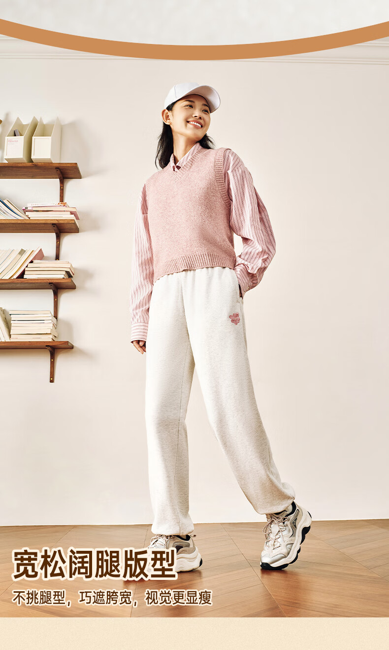 ANTA Snow Owl Fleece-Lined Knit Jogger Pants Women's Winter Casual Warm Trousers College Sports Pants 6