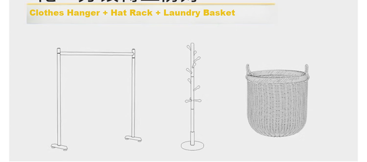 XIAOJIANGCAI Coat Rack, Floor-Standing Clothes Hanger, Mobile with Wheels, Drying Rack, Living Room Simple Storage Coat Stand, 60cm, Cream White 3
