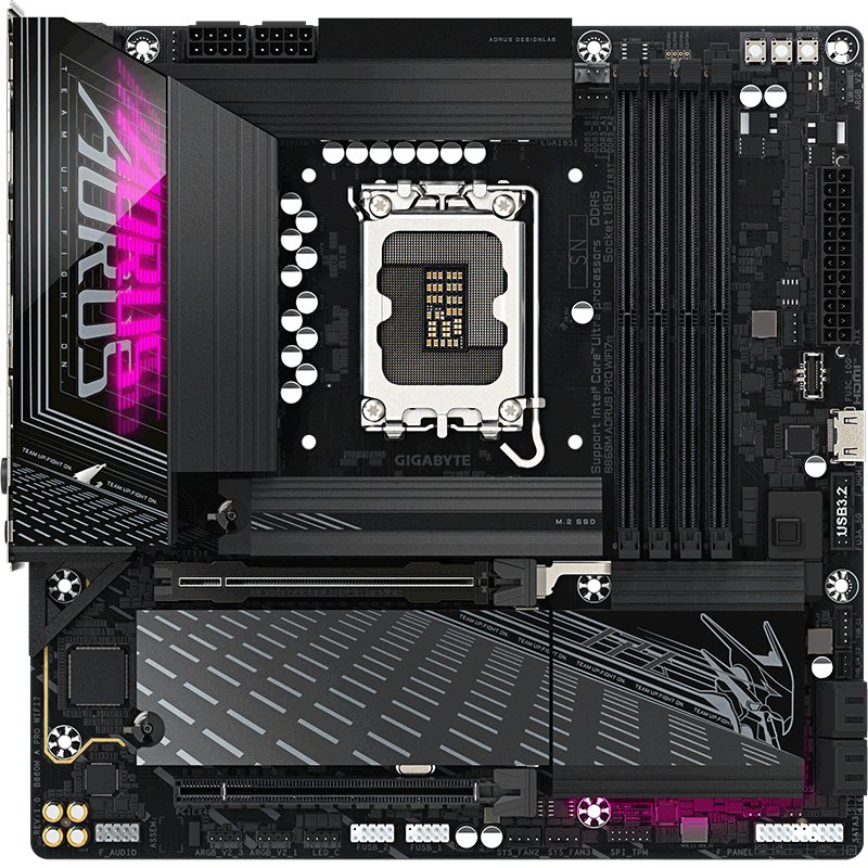 GIGABYTE B860M AORUS PRO WIFI7 Gaming Motherboard, Supports Intel Ultra 270K PLUS 265K LGA 1851, Triangular Fu