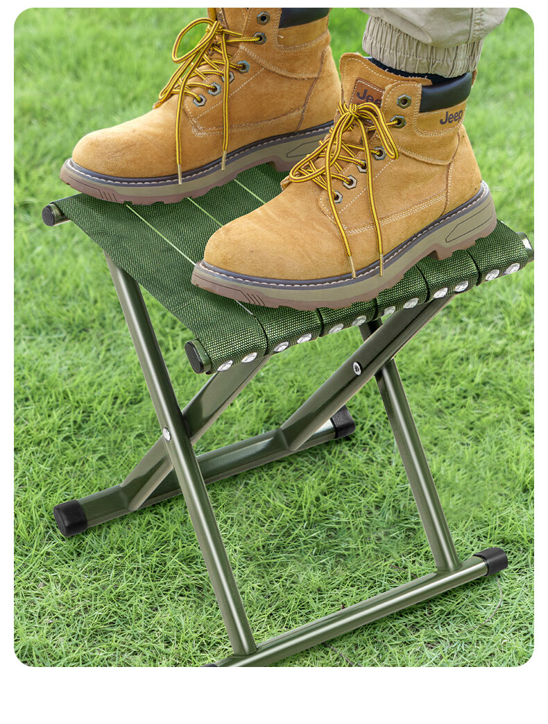 JEEP Folding Stool Portable Outdoor Chair Home Folding Bench Leisure Seat Queue Helper Medium Size Army Green 7