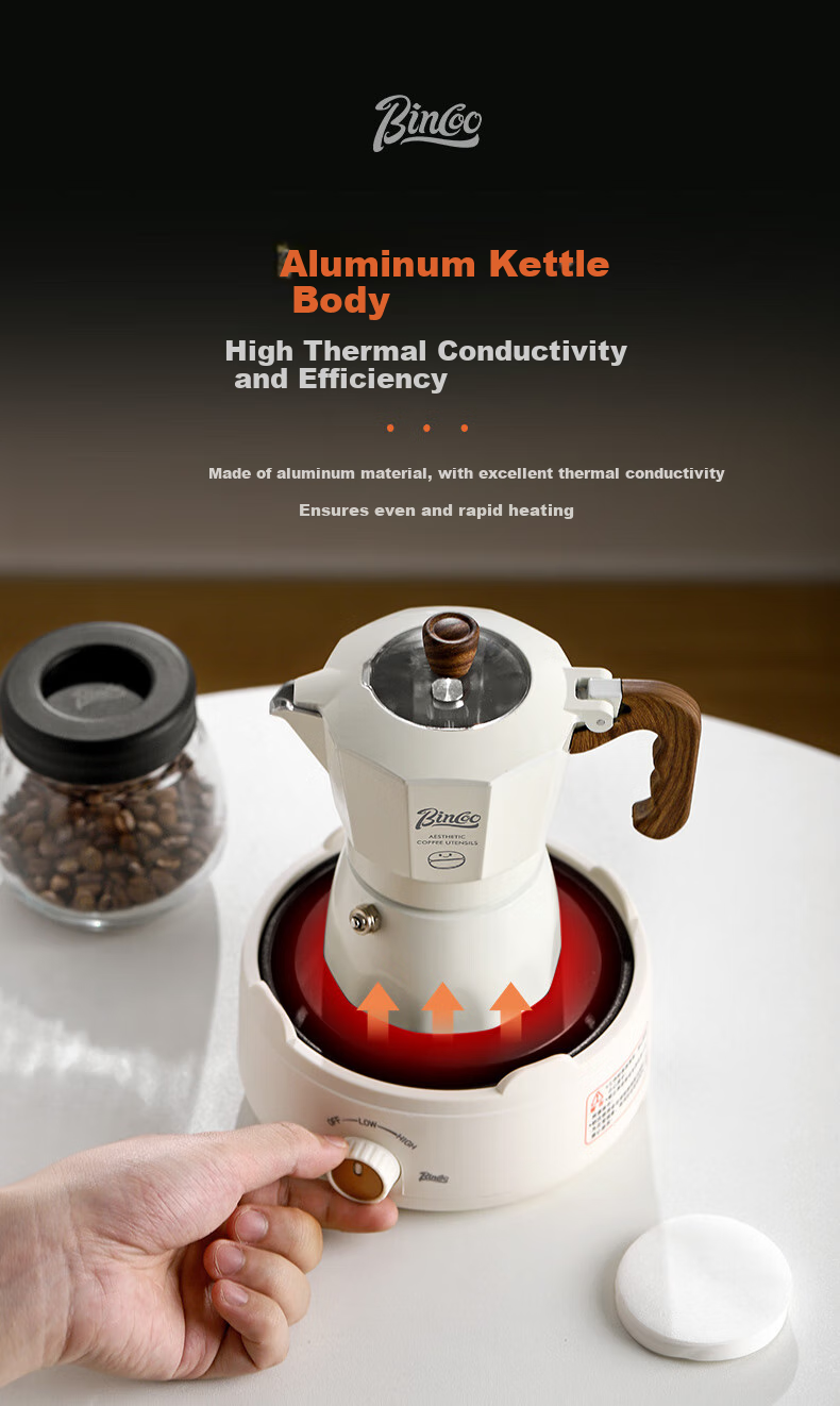 Bincoo Dual-Valve Moka Pot, Multi-Serving Household Small Espresso Maker, Italian Coffee Machine, Coffee Brewing Equipment 6
