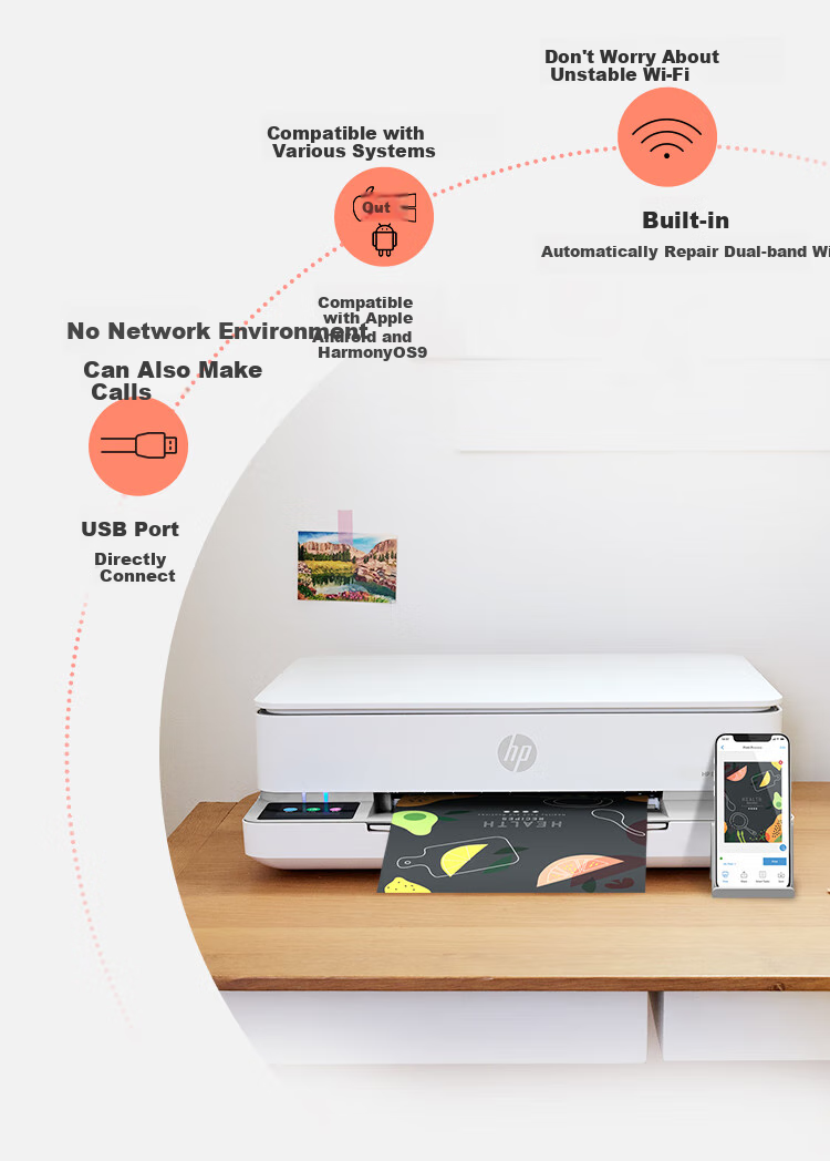 HP DJ 6178 Wireless Home Printer All-In Printer with Print, Copy And Scan Functions Automatic Duplex Printing WeChat Printing 7