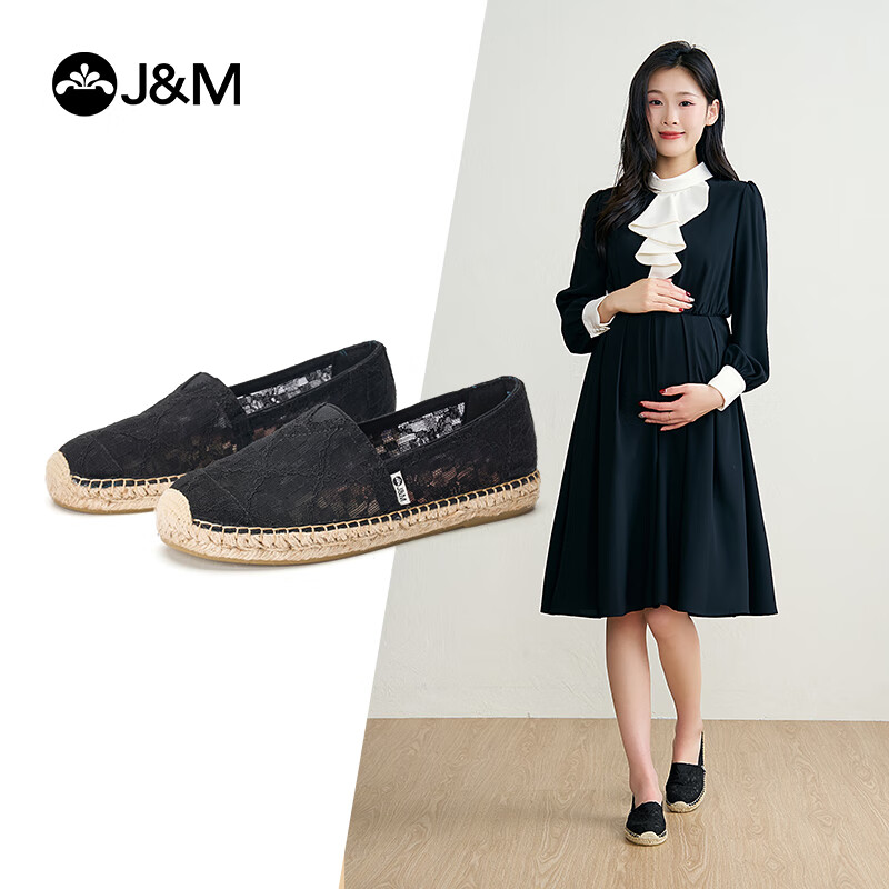J&M Fisherman Shoes for Women, Summer Flat, Hollow Breathable, Slip-On Casual Commuter Loafers, Black, Size 39