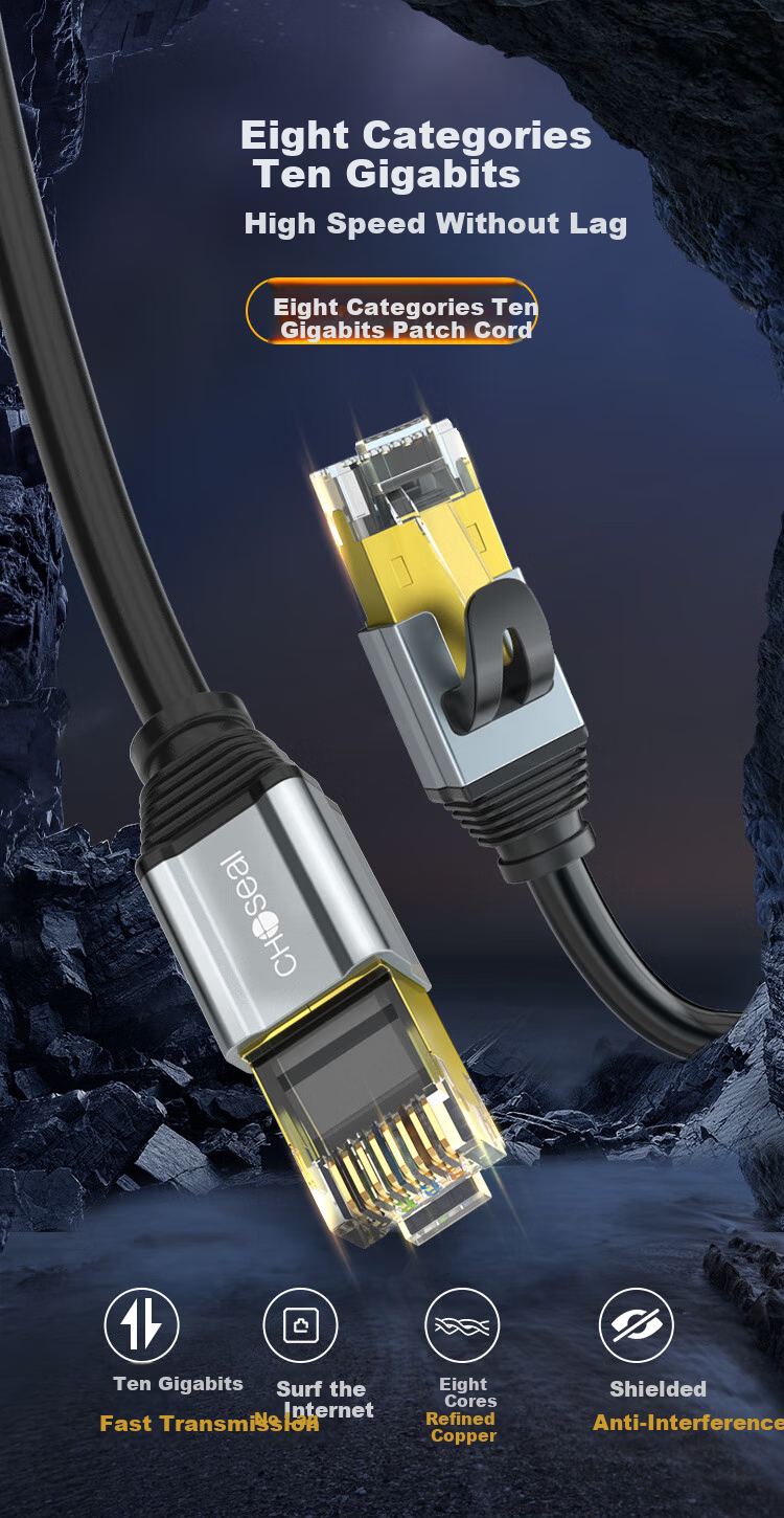 CHOOSEAL (CHOSEAL) Cat8 Ethernet Cable, 10 Gigabit Network 8-Core Twisted Pair Cable, Engineering Home Gaming Computer Broadband Finished Connection Wire Jumper, 20 Meters QS582AT20 1