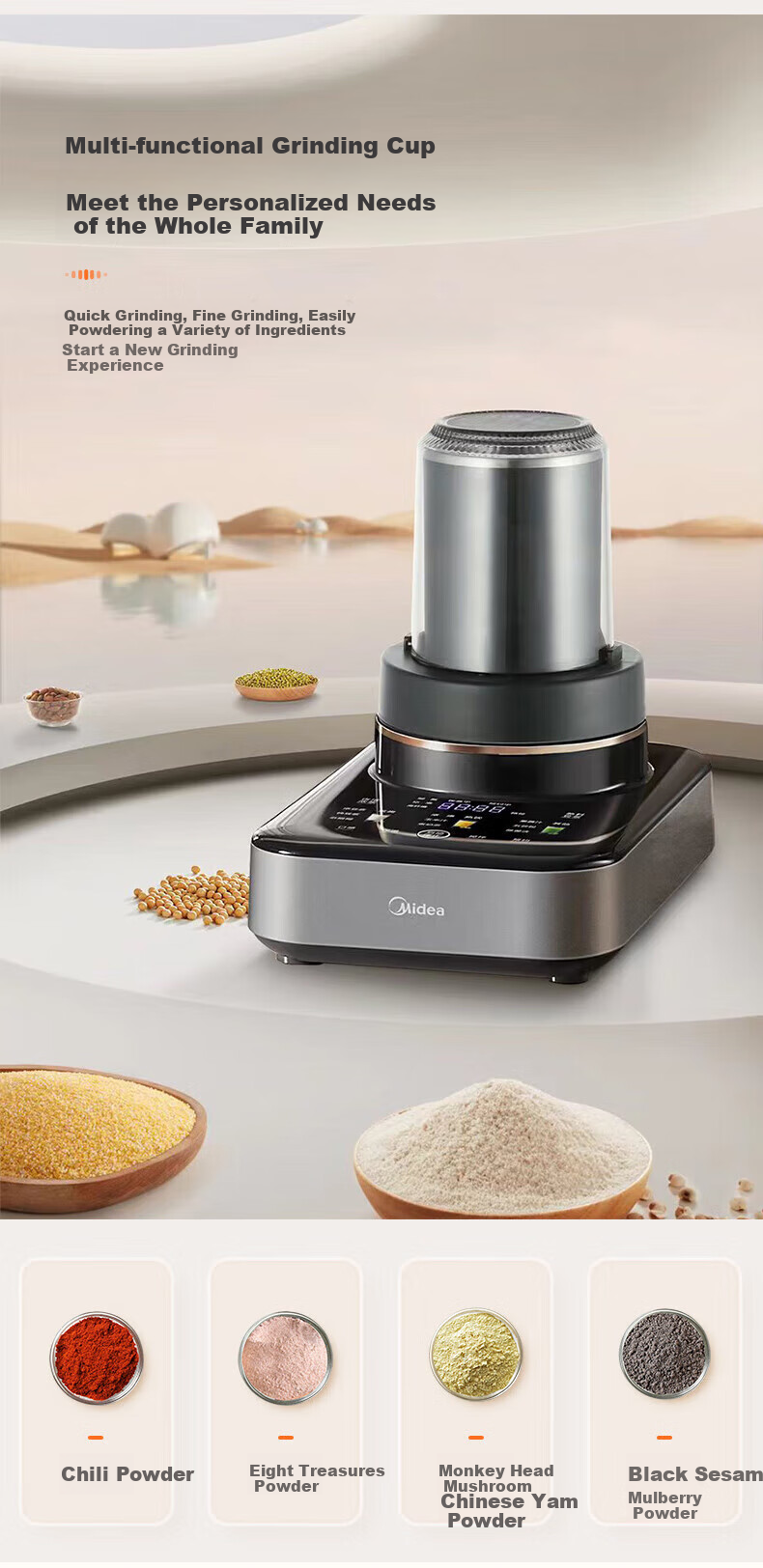 Midea High-Speed Blender, Home Soy Milk Maker, Detachable Multi-Function Food Processor, 1.75L Juicer for 3-5 People, Mixer, Baby Food Maker, Anti-Scalding BL1587 13