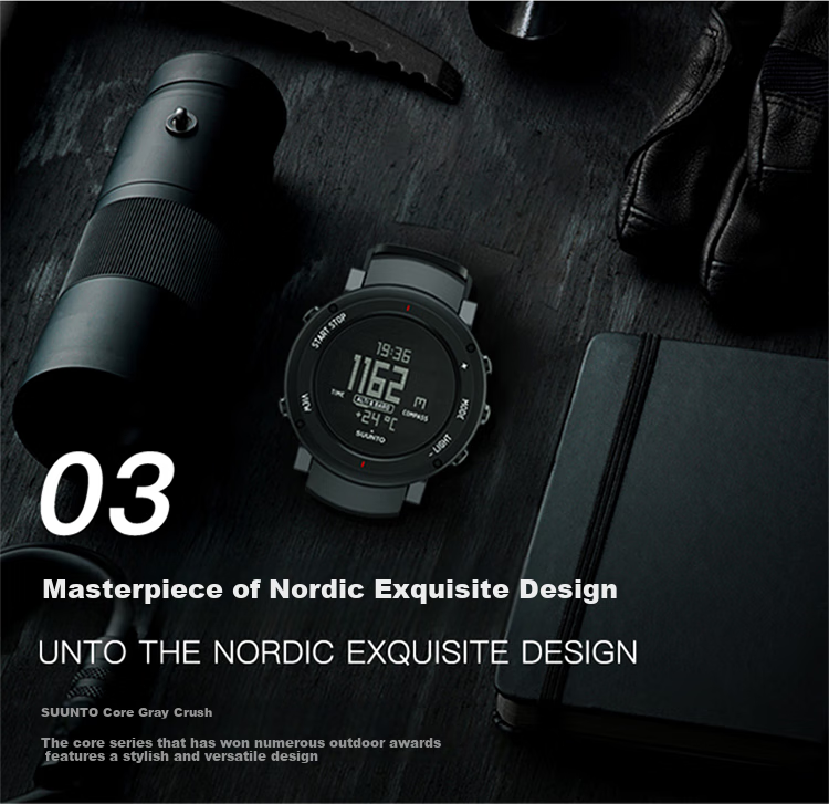 SUUNTO CORE All-Black Classic Outdoor Sports Watch, Multifunctional Compass, Hiking And Mountaineering Smartwatch 7