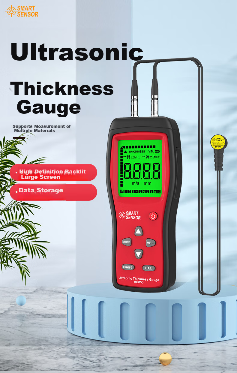 Xima AS853 Ultrasonic Thickness Gauge for Plastic And Metal Steel Plate Thickness Measurement, High-Precision Thickness Meter 1