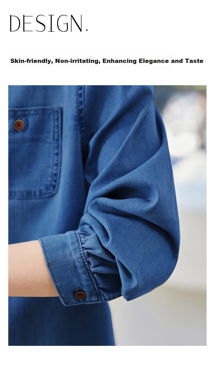 Dme [Vintage Denim Shirt] Spring And Autumn Simple Style Jacket for Women, Loose Long-Sleeve Commuter Shirt, Light Water Blue, M 13
