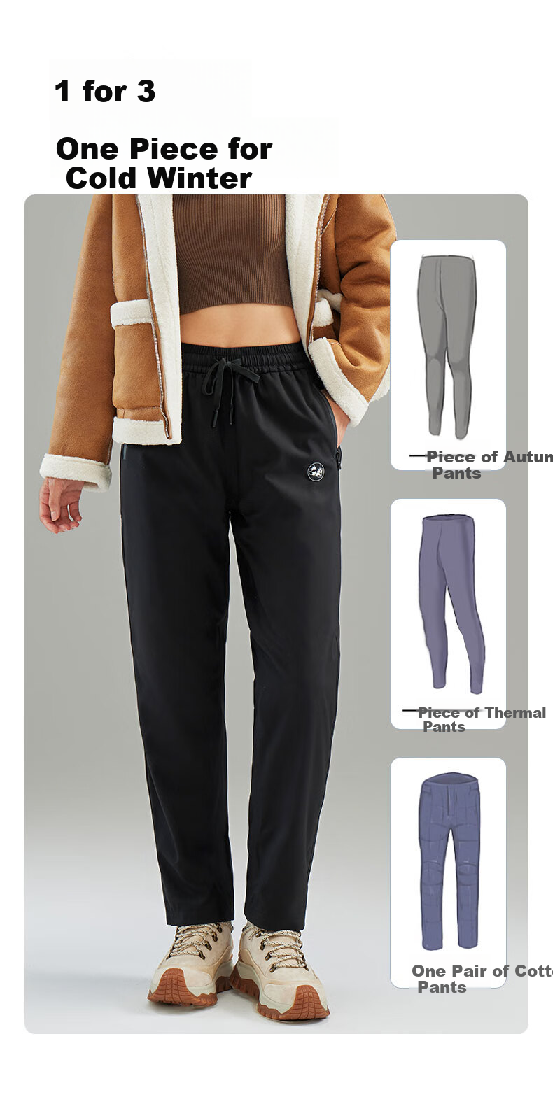 Xiongmaoxiangban Soft Shell Fleece-Lined Pants for Men And Women, Thickened Winter Outdoor Windproof Waterproof Three-In American-Style Hiking Trousers 5