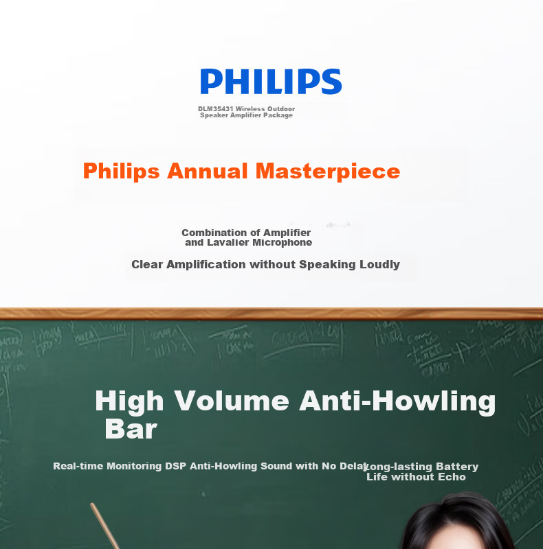 PHILIPS Clip-on Mini Wireless Amplifier Teacher Microphone Bluetooth Speaker 3552G1 Long Battery Life 4