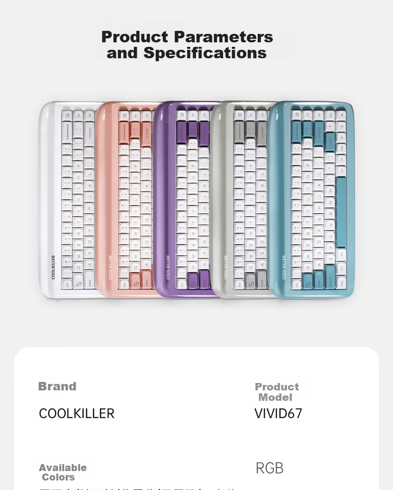 CoolKiller VIVID67 Custom Mechanical Keyboard, Aluminum Block, Wireless Bluetooth Tri-Mode Gaming Keyboard, Gift for Girlfriend, Candy Pink 26