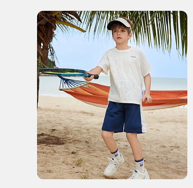 ASK JUNIOR Children's Clothing Set, Boys' Summer Outfit, Cool Thin Short-Sleeve T-Shirt And Shorts, Running Sports Two-Piece Set, Blue 6