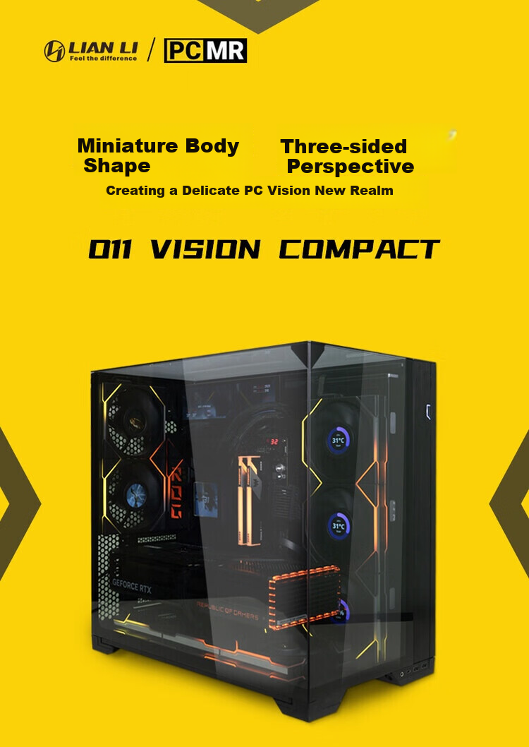 LIANLI Bao Haosuo O11 Vision Compact Seaside View Desktop Computer Case, White / Three-Sided Glass / Mid-Tower Case / ATX 1