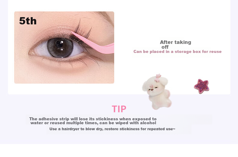 FLORTTE Glue-Free False Eyelashes, Segmented Self-Adhesive Eyelashes, Natural, Removable, Beginner-Friendly, Qixi 04# Natural Beauty 16