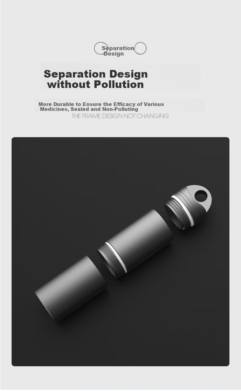 YORA Small Double-Layer Pure Titanium Pill Box, Portable Mini Pill Case, Titanium Alloy Light-Blocking Sealed Medicine Bottle, Nitroglycerin Keychai 6