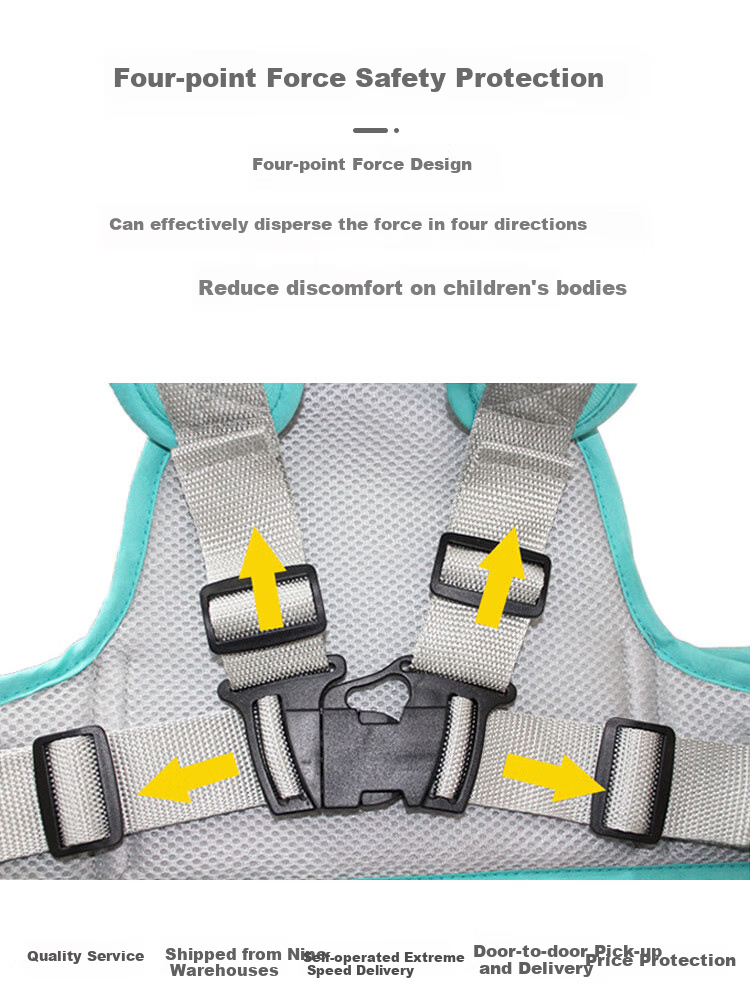 9I9 Children's Electric Vehicle Safety Belt, Baby Safety Strap, Backpack Front And Rear Seat Anti-Fall Reflective Strip with Storage Bag A72 6